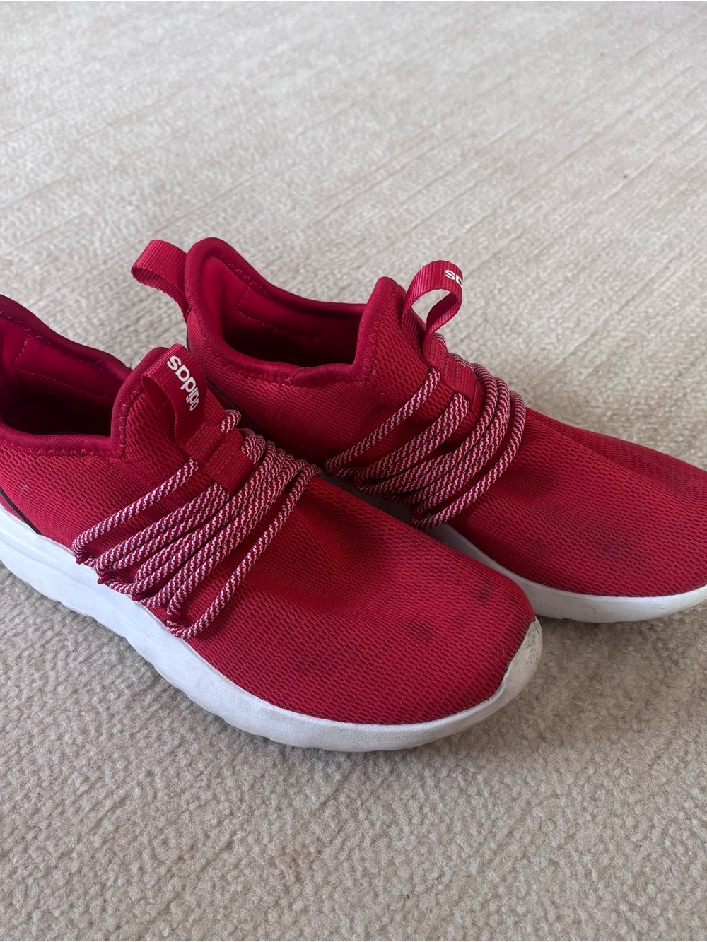 adidas Red mens Slip-On Athletic Sneakers with White Sole